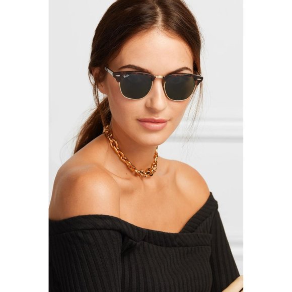 Ray Ban RB3016 Classic Retro Punk Clubmaster Sunglasses Brown Tortoise Gold NEW - Picture 1 of 6